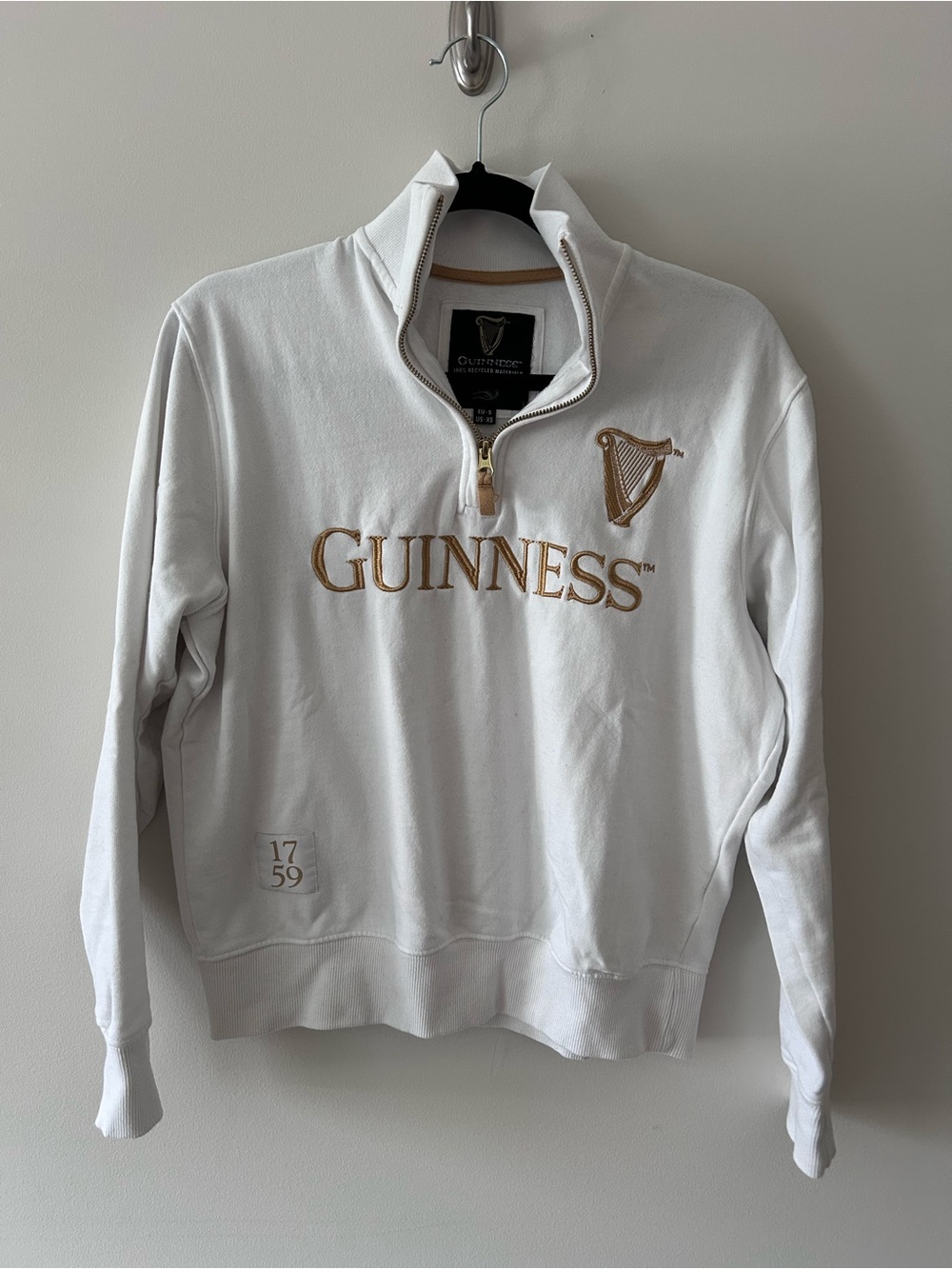 White Guinness Quarter Zip Sweatshirt